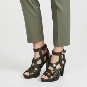 Loeffler Randall Kiera Strappy Platform Heels in Army Green